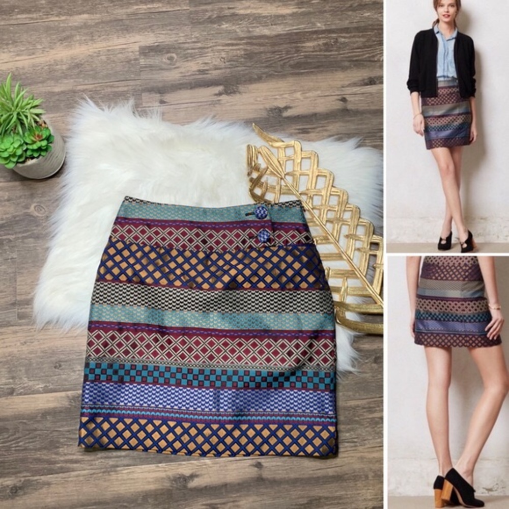 Anthropologie Maeve Size 0 Geometric Audra Skirt